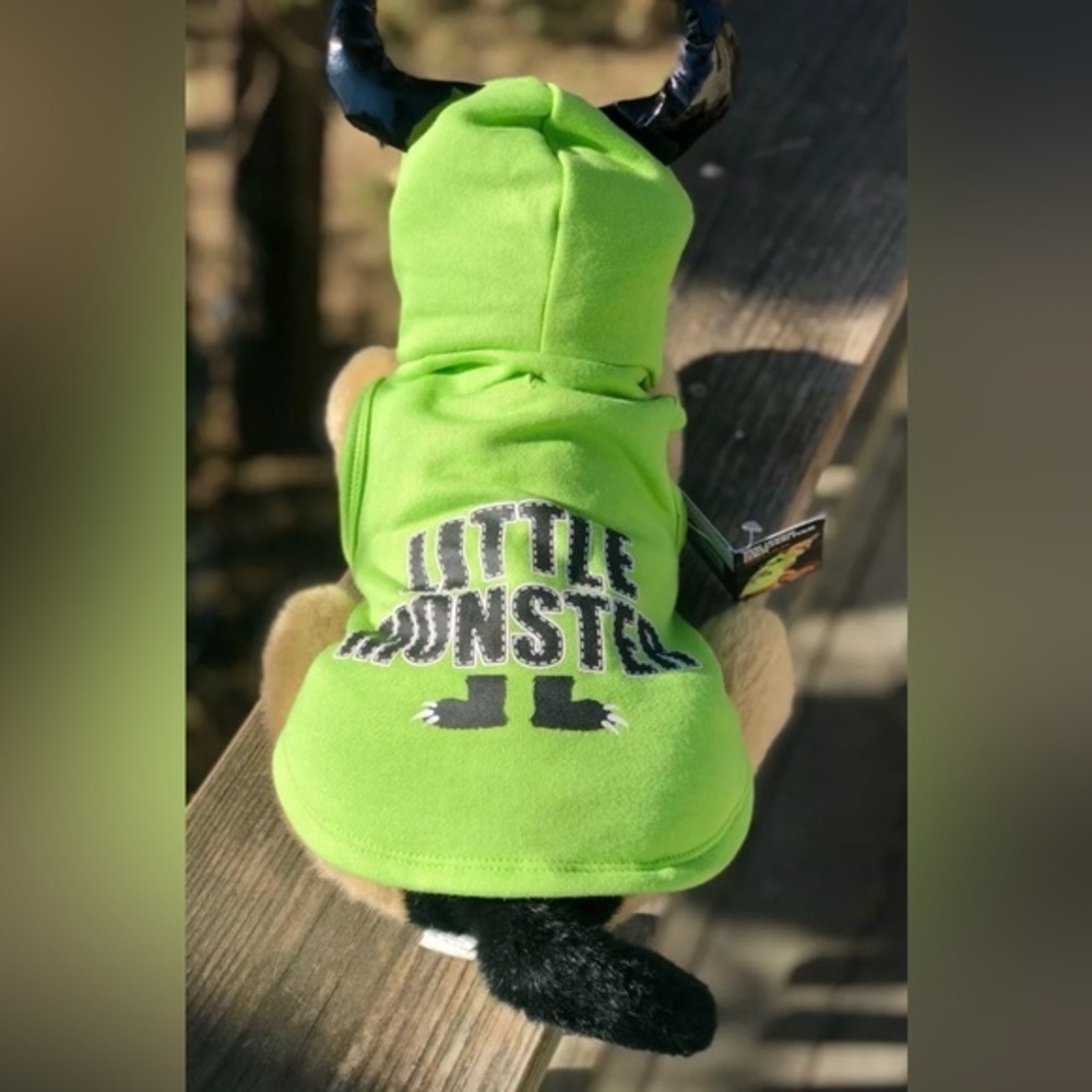 Party Dog Puppy Hoodie Little Monster Costume Green Black Horns NWT​​​